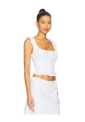 GUIZIO Paloma Smocked Top in White. Size L. Also in M, S, XL, XS, XXS.