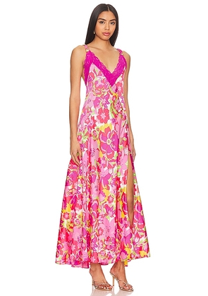Free People All A Bloom Maxi Dress In Neon Pop Combo in Fuchsia. Size S. Also in XS.