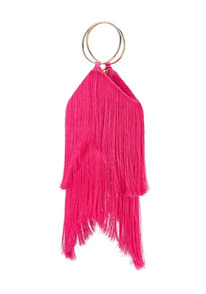 olga berg Jamie Fringed Bag in Fuchsia.