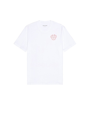 True Religion Short Sleeve Puff Stitch Tee in White. Size L. Also in XL/1X.