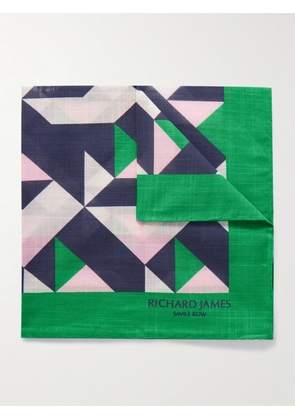 Richard James - Printed Cotton-Voile Pocket Square - Men - Green