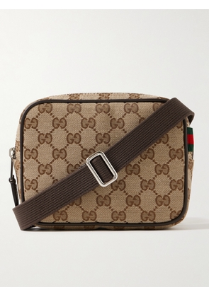 Gucci - Neo Original Leather-Trimmed Monogrammed Canvas Messenger Bag - Men - Brown