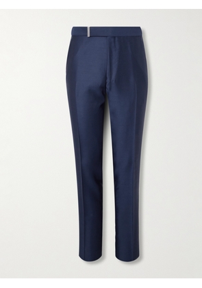 TOM FORD - Dyllan Straight-Leg Wool, Mohair and Silk-Blend Twill Trousers - Men - Blue - IT 46