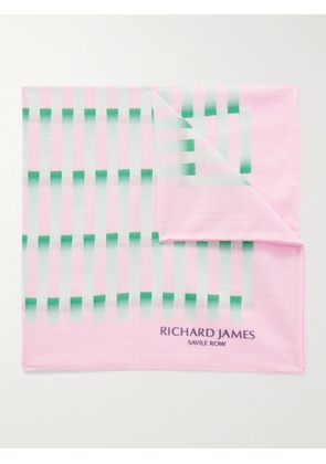 Richard James - Striped Cotton-Voile Pocket Square - Men - Pink