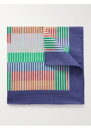 Richard James - Striped Cotton-Voile Pocket Square - Men - Blue