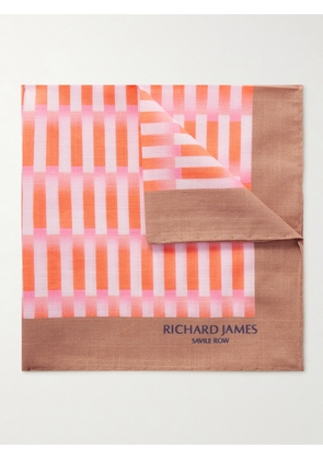 Richard James - Striped Cotton-Voile Pocket Square - Men - Pink