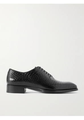 TOM FORD - Elkan Croc-Effect Leather Oxford Shoes - Men - Black - EU 40