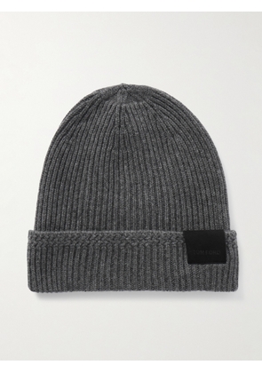 TOM FORD - Logo-Appliquéd Ribbed Cashmere Beanie - Men - Gray - M