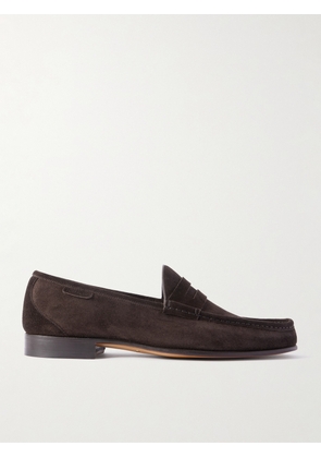 TOM FORD - York Suede Penny Loafers - Men - Brown - EU 40