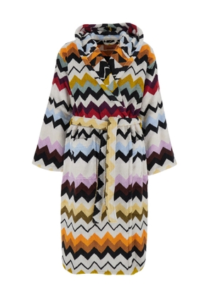 Missoni murrina Multicolor Bathrobe With Hood And All-over Zigzag Motif In Cotton Home