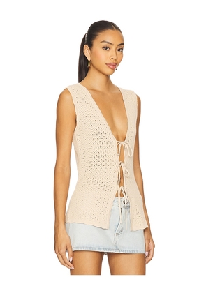 Lovers and Friends Lizzy Tie Front Vest in Beige. Size L. Also in M, S, XL, XS, XXS.