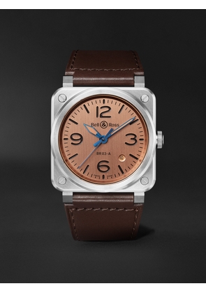 Bell & Ross - BR 03 Copper Automatic 41mm Steel and Leather Watch, Ref. No. BR03A-GB-ST/SCA - Men - Metallic