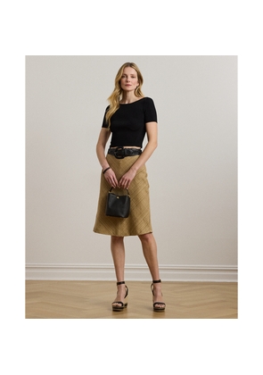 Herringbone Linen-Blend Tweed Skirt