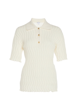 Bottega Veneta Ribbed-Knit Wool Polo Top - Moda Operandi