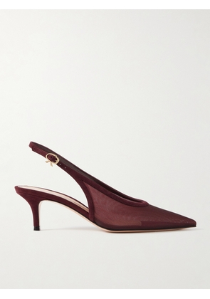 Gianvito Rossi - 55 Suede-trimmed Mesh Slingback Pumps - Burgundy - IT36,IT36.5,IT37,IT37.5,IT38,IT38.5,IT39,IT39.5,IT40,IT40.5,IT41,IT41.5,IT42