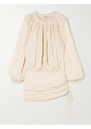 Isabel Marant - Jaoni Gathered Ruched Braided Cotton-gauze Mini Dress - Neutrals - FR 34,FR 36,FR 38,FR 40,FR 42,FR 44