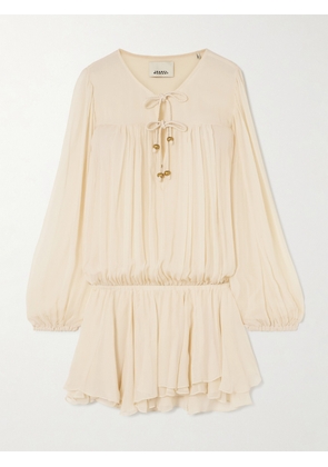 Isabel Marant - Aliyah Embellished Tiered Gathered Silk-crepon Mini Dress - Ecru - FR 34,FR 36,FR 38,FR 40,FR 42
