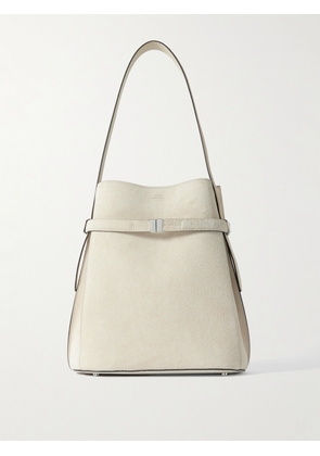 TOTEME - Belted Leather-trimmed Suede Tote - Off-white - One size