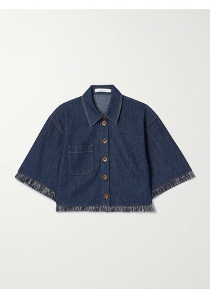Zimmermann - Rhiannon Cropped Frayed Denim Shirt - Blue - 00,1,2,3,4