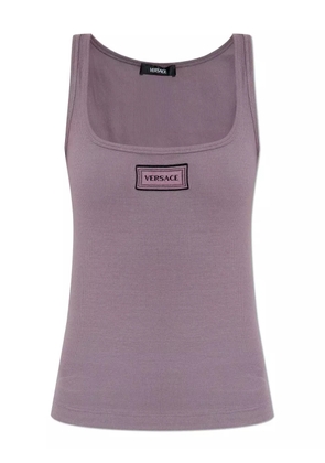 Versace logo-patch tank top - Purple