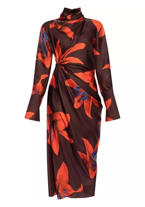 Alexander McQueen floral-print midi dress - Red