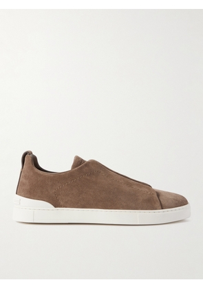 Zegna - Triple Stitch™ Suede Slip-On Sneakers - Men - Brown - UK 6