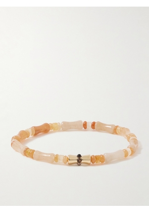 Luis Morais - 14-Karat Gold, Carnelian and Smokey Quartz Bracelet - Men - Orange