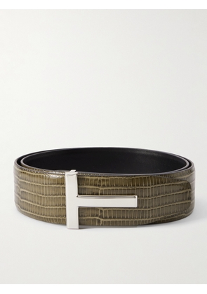 TOM FORD - 4cm Reversible Croc-Effect Leather Belt - Men - Green - EU 85