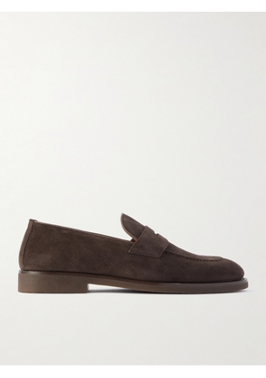 Brunello Cucinelli - Leather-Trimmed Suede Penny Loafers - Men - Brown - EU 40