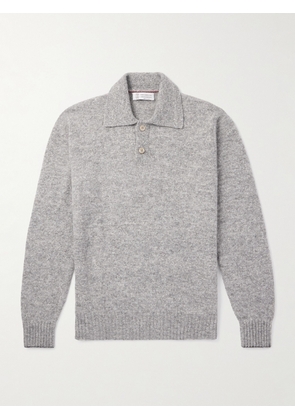 Brunello Cucinelli - Bouclé Polo Shirt - Men - Gray - IT 48