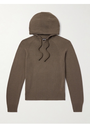 TOM FORD - Logo-Embroidered Cashmere Hoodie - Men - Brown - IT 46