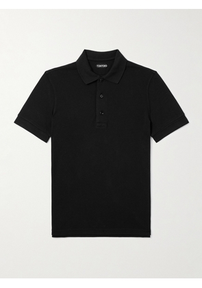 TOM FORD - Slim-Fit Lyocell and Cotton-Blend Piqué Polo Shirt - Men - Black - IT 44