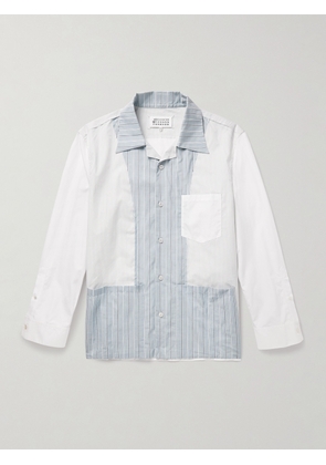 Maison Margiela - Camp-Collar Patchwork Striped Cotton-Poplin Shirt - Men - Blue - IT 46
