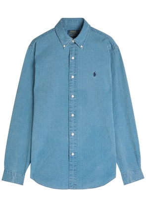 Polo Ralph Lauren Logo-embroidered Cotton Seersucker Shirt - Navy - M