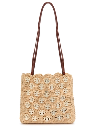 Rabanne 1969 Embellished Raffia Shoulder bag - Natural - One Size