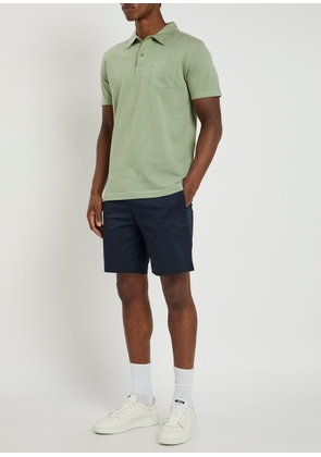 Sunspel Riviera Woven Cotton Polo Shirt - Light Green - Xxl
