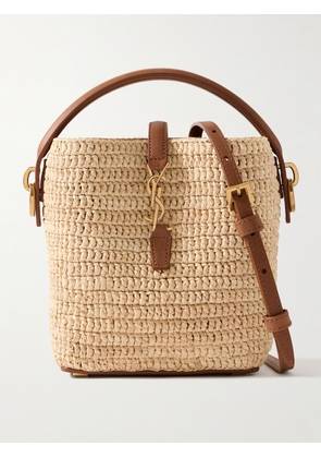 SAINT LAURENT - Le 37 Mini Leather-trimmed Raffia Bucket Bag - Neutrals - One size