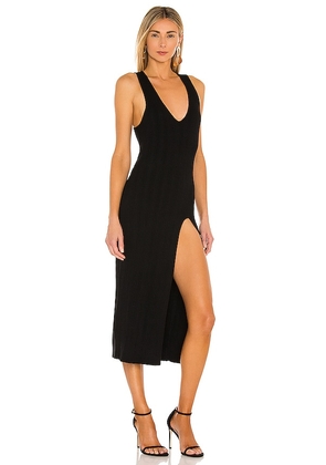 Michael Costello x REVOLVE Variegated Rib Bodycon Dress in Black. Size L. Also in M, S, XL, XS.