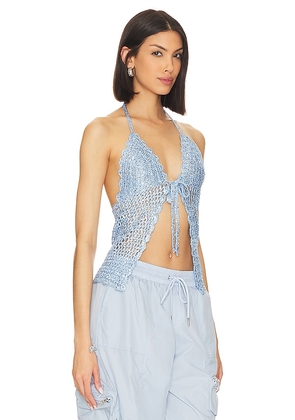 Lovers and Friends Arian Halter Tie Top in Blue. Size L. Also in M, S, XL, XS, XXS.