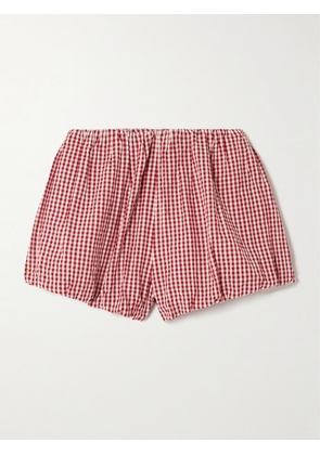 Posse - Aurelia Gingham Cotton-seersucker Shorts - Red - xx small,x small,small,medium,large