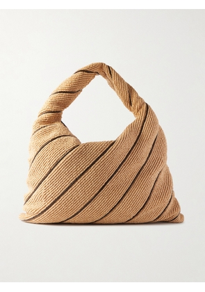 Bottega Veneta - Large Striped Leather-trimmed Raffia Tote - Neutrals - One size