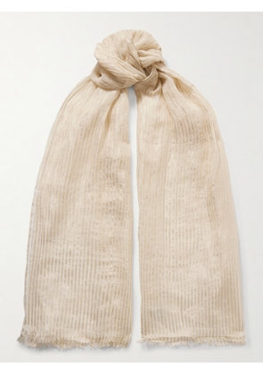 Brunello Cucinelli - Metallic Linen-blend Jacquard Scarf - Gold - One size