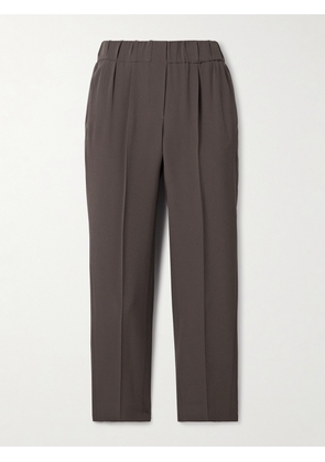 Brunello Cucinelli - Cropped Pleated Crepe Pants - Brown - IT36,IT38,IT40,IT42,IT44,IT46,IT48,IT50