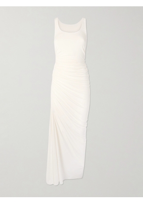 Alaïa - Gathered Stretch-jersey Midi Dress - White - FR 34,FR 36,FR 38,FR 40,FR 42,FR 44