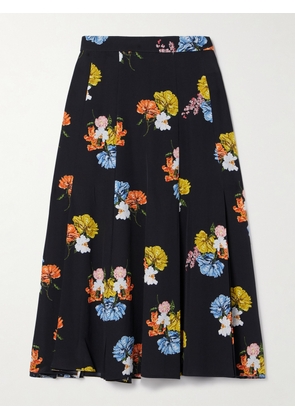 Emilia Wickstead - Kenzie Floral-print Silk Crepe De Chine Skirt - Black - UK 4,UK 6,UK 8,UK 10,UK 12,UK 14,UK 16,UK 18