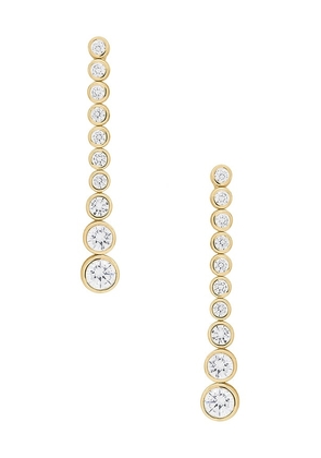 SHASHI Bezel Diamond Drop Earring in Metallic Gold.