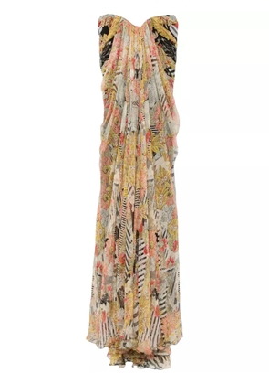 Alexander McQueen strapless silk dress - Neutrals