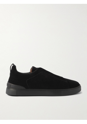 Zegna - Triple Stitch™ Suede Slip-On Sneakers - Men - Black - UK 7
