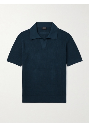 Zegna - Slim-Fit Cotton-Piqué Polo Shirt - Men - Blue - IT 46