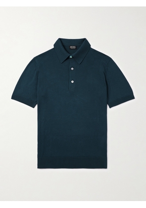 Zegna - Slim-Fit Cotton Polo Shirt - Men - Blue - IT 46